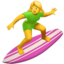 femeie care practică surfing Emoji (Apple)