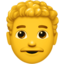 man: curly hair Emoji (Apple)