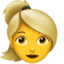 woman: blond hair Emoji (Apple)