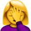 vrouw die het gezicht met de hand bedekt Emoji (Apple)