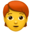 person: rödhårig Emoji (Apple)