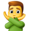 homem fazendo gesto de “não” Emoji (Facebook)