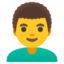 bărbat: păr creț Emoji (Google)