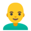 man: skallig Emoji (Google)