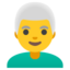 man: vithårig Emoji (Google)