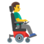 man in motorized wheelchair facing right Emoji (Google)