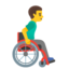 man in manual wheelchair facing right Emoji (Google)