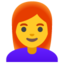 woman: red hair Emoji (Google)