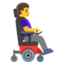 woman in motorized wheelchair facing right Emoji (Google)