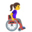 woman in manual wheelchair facing right Emoji (Google)