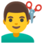 homem cortando o cabelo Emoji (Google)