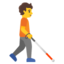 person with white cane facing right Emoji (Google)