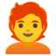 person: rödhårig Emoji (Google)