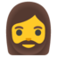 woman: beard Emoji (Google)