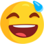 grinsendes Gesicht mit Schweißtropfen Emoji (Messenger)